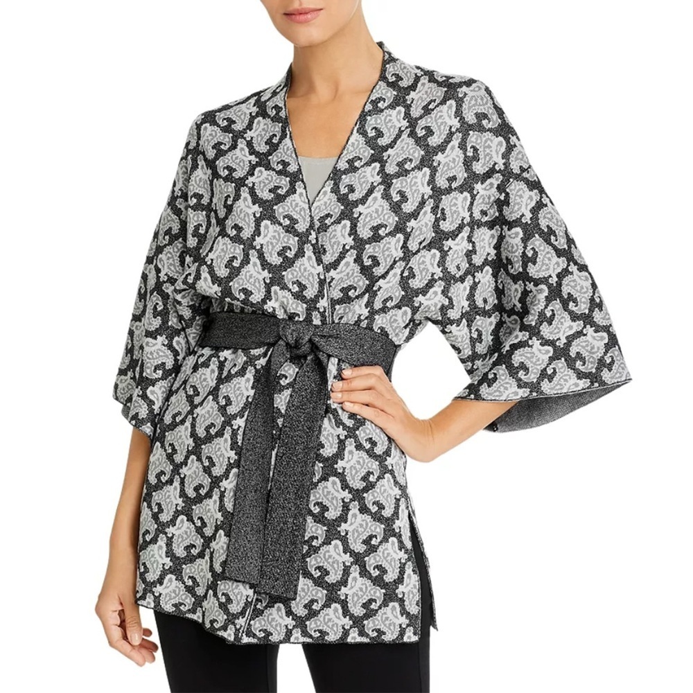 Kobi Halperin - Romee Wrap Jacquard Kimono Cardigan - Black Multi